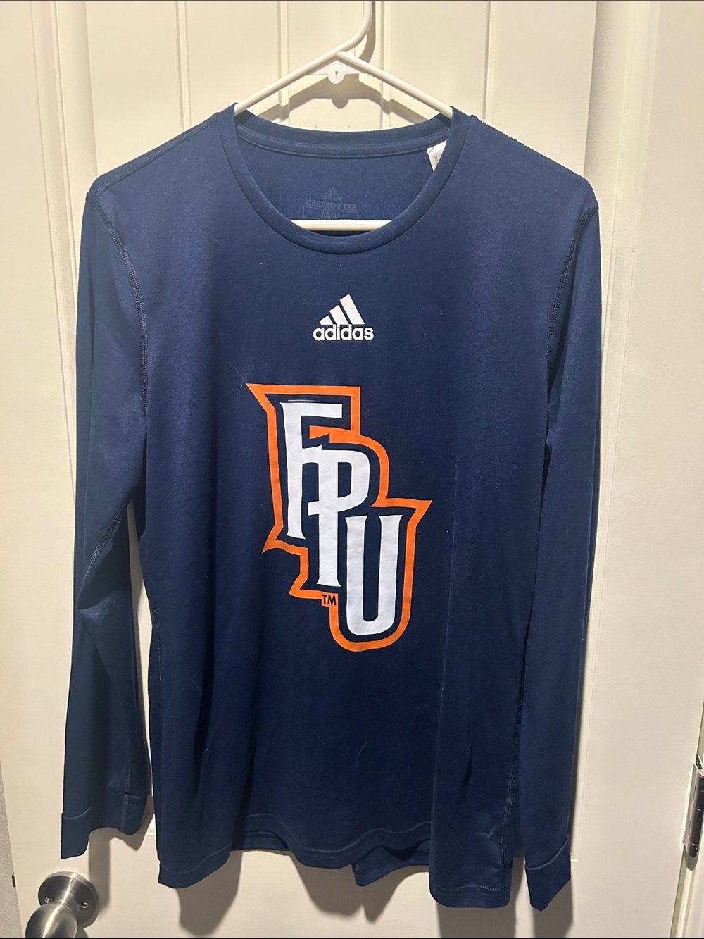 adidas Navy Long-Sleeve Team Logo Performance Shirt